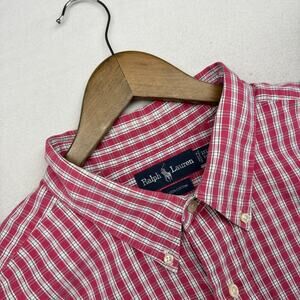 Vintage Ralph Lauren Shirt Men's 3XLT Pink White Check Pony Oxford OCBD 90s